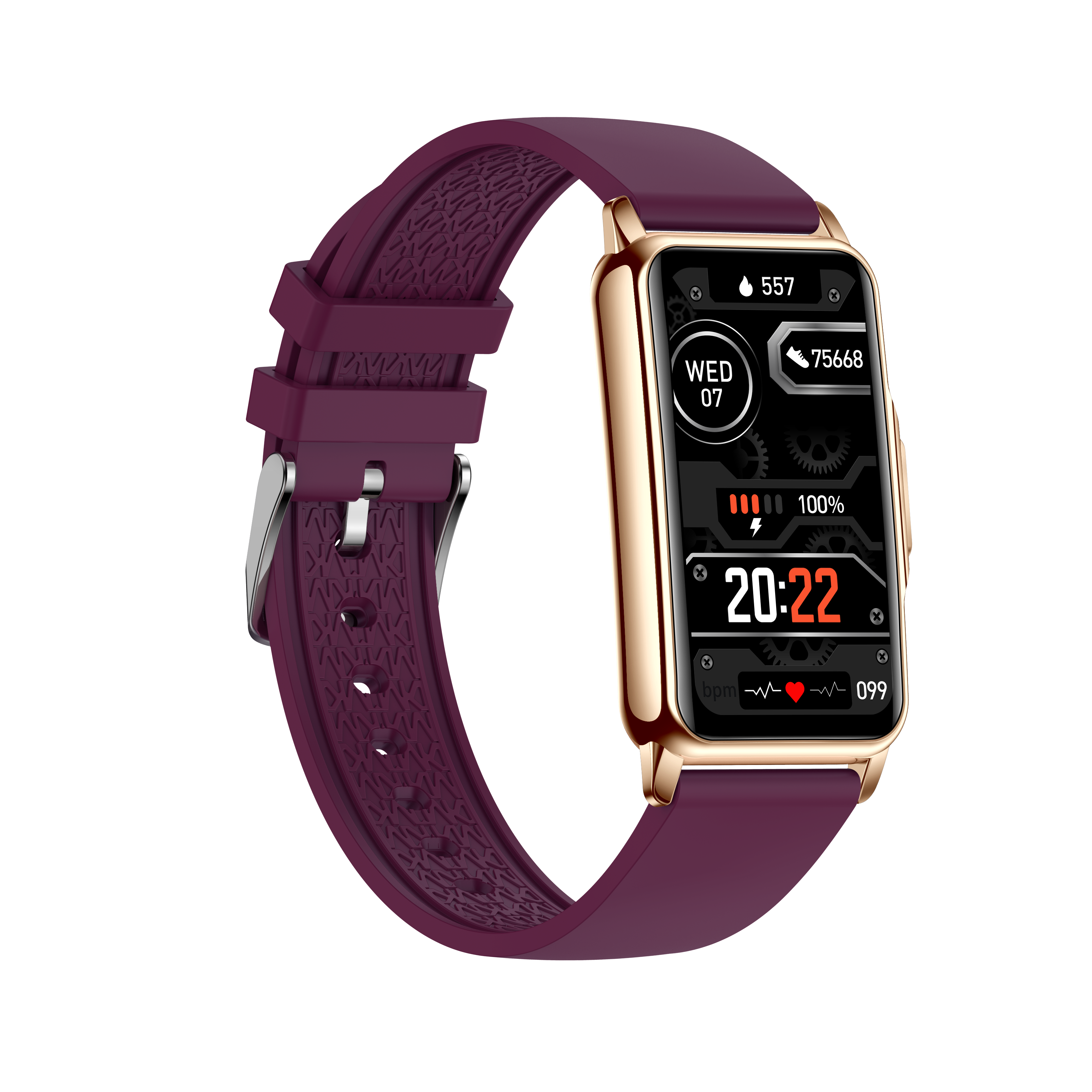 Ai-01G SmartWatch Gold with dark purple strap