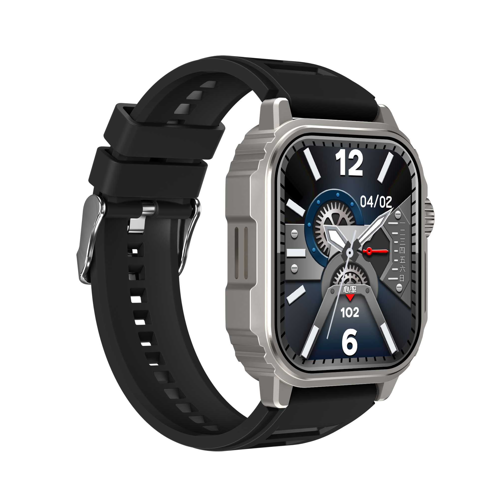 Ai-08S SmartWatch Silver with black strap